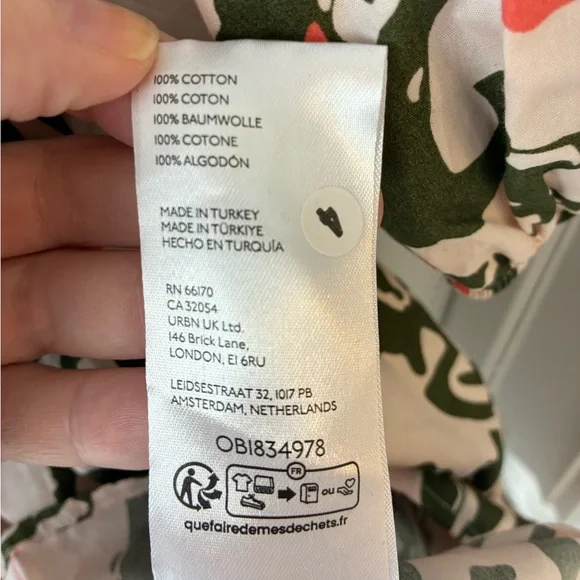 Anthropologie Maeve Bettina Tiered Mini Shirt Dress Orange/Pink Cotton XS - Picture 6 of 10